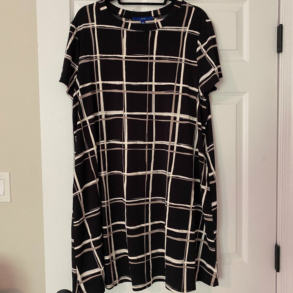 Apt. 9 Black Plaid Shift Dress Size XXL